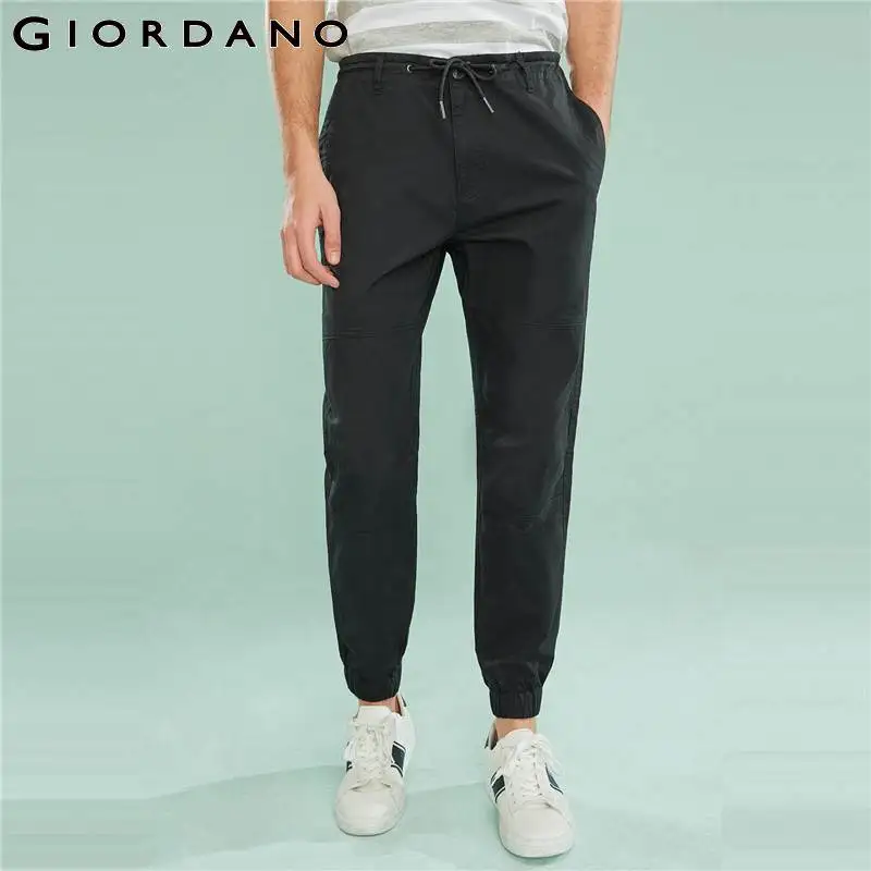 

Giordano Men Joggers Pants Men Cotton Drawstring Waist Double Slant Pockets Joggers Men Zip Front Banded Cuffs Streetwear New