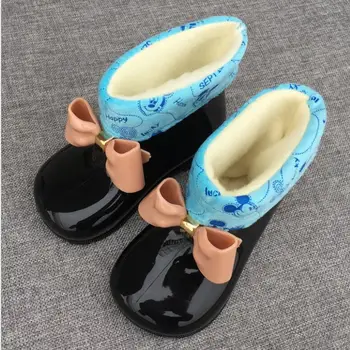 

2020 Brand Kids baby girls Rain Boots Spring Autumn Warm Beauty Bow Rainboots Fashion Rubber Shoes Toddler Kids Jelly shoes