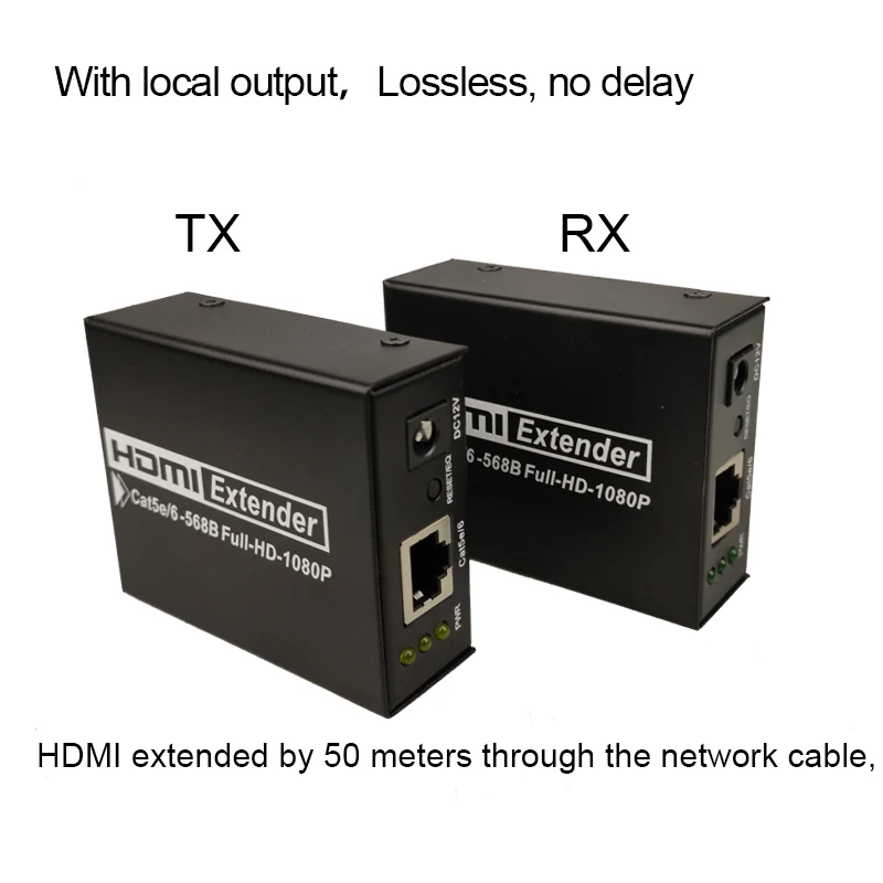 HDMI удлинитель с приемником и кабелем UTP Cat5e/Cat6 RJ45 LAN Ethernet до 50 м 1080P|Кабели HDMI| |