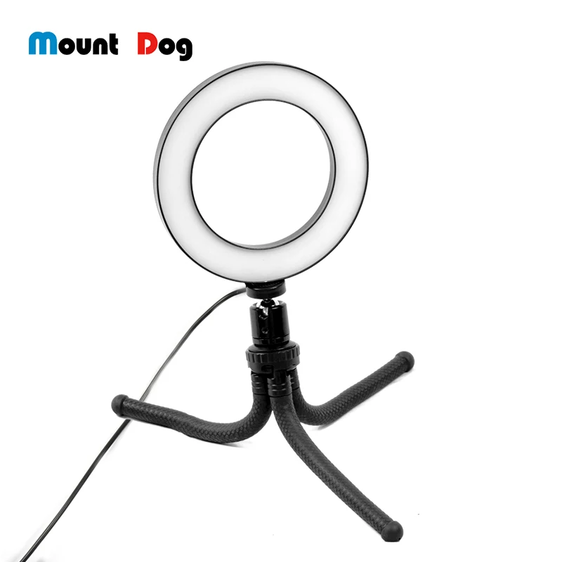 

Photography LED Selfie Ring Light 16cm three-speed Stepless Lighting Dimmable With Cradle Head For Makeup Video Live Studio