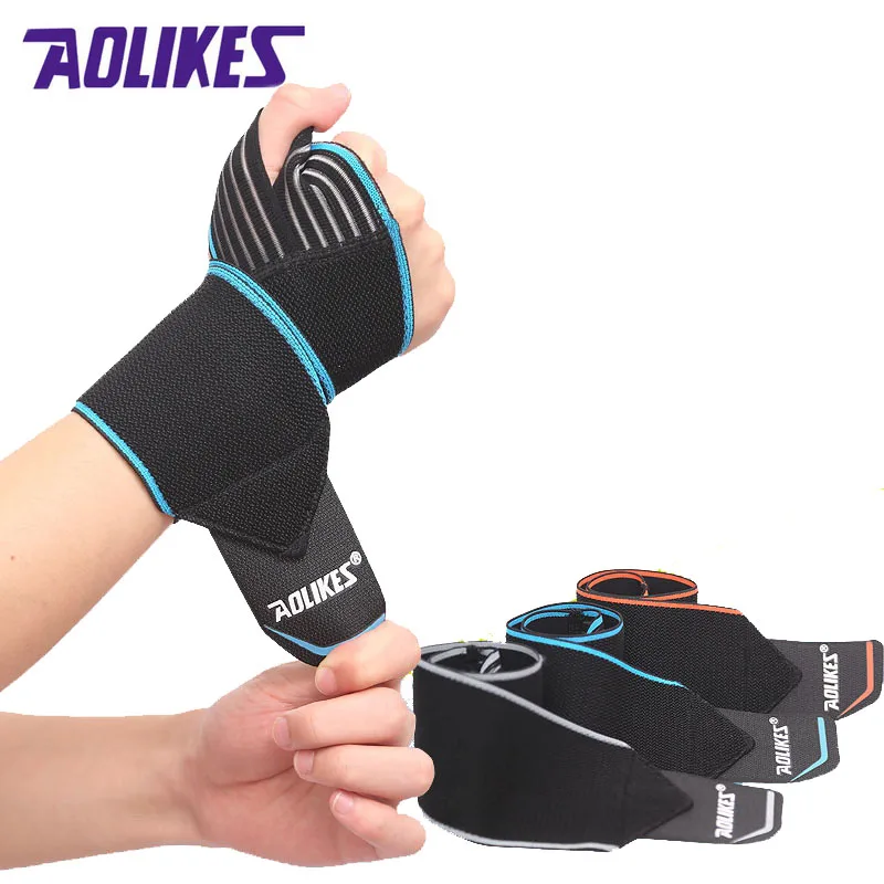 AOLIKES 2 Pcs/lot Dumbbell Elastic Wrist Bands Men Women Wrist Support Strap Wristwraps Sport For Cycling Tennis Gym Accessories