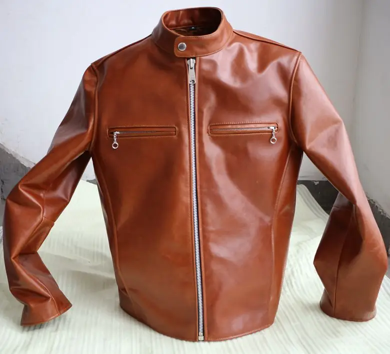 Free shipping,Special oil cowhide jacket.super American style.genuine leather jackets.man biker's jacket,top classic coat. lambskin coat