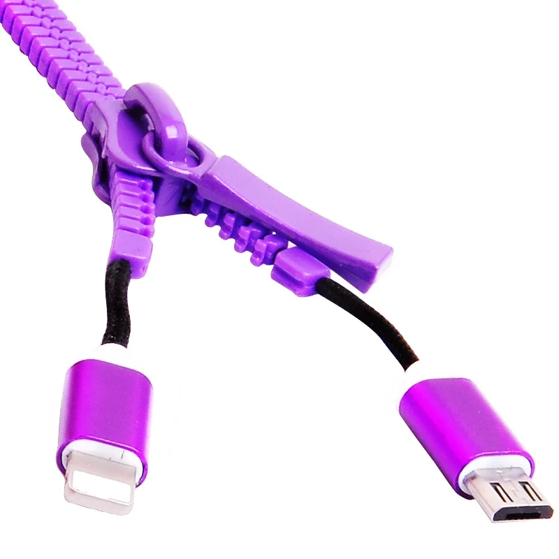 2 in 1 USB Data Transmit Car Charging USB Zipper Cable For iPhone 5s 6 ISO 8+ For Samsung Hua