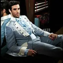 На заказ/голубого цвета смокинги для жениха лучшие мужские костюмы шафер жених свадебное платье(куртка+ брюки+ пояс) мужское платье