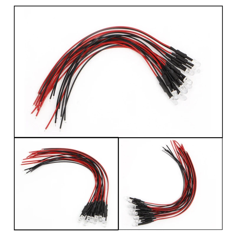 

10Pcs DC 24V Pre-wired LED Lamp Light Cable Bulb Emitting Diode 18cm 5mm Car Light Source qiang