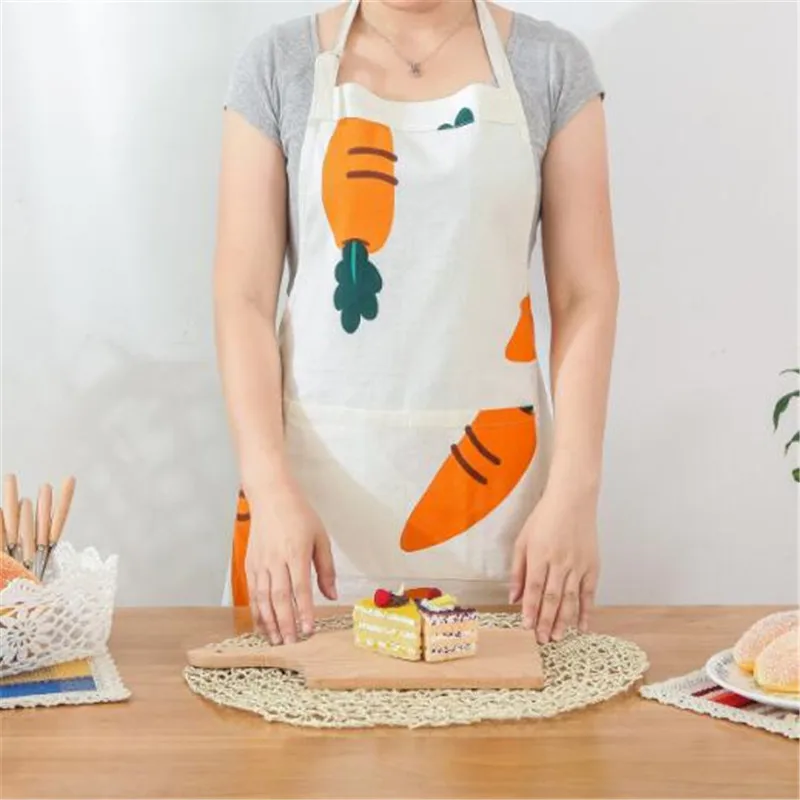 Antifouling Apron Carrot Sleeveless Fabric Cotton Couples Kitchen Cooking Apron Baking Restaurant Bib Cooking Work Clothing