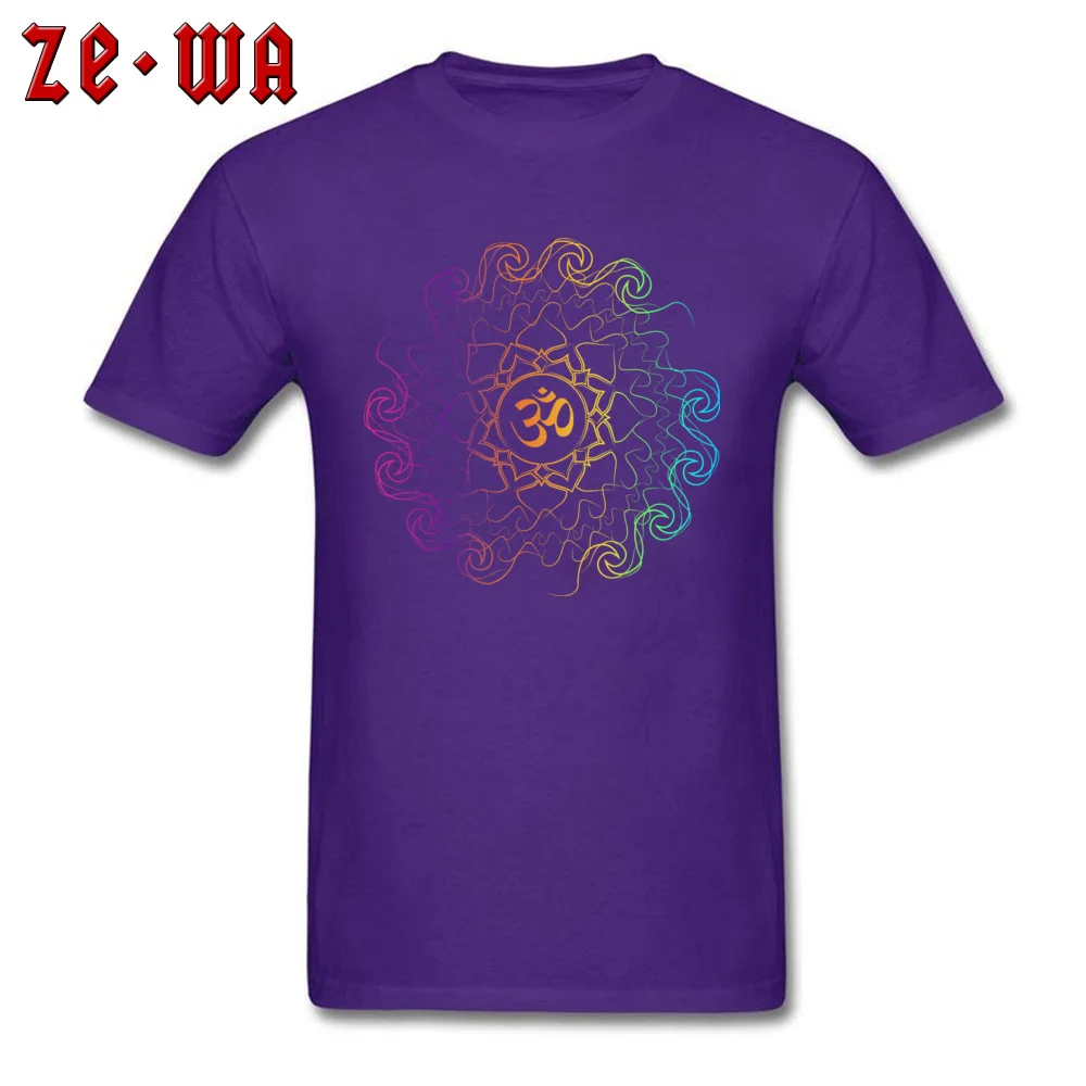 Casual Short Sleeve T Shirt Summer/Fall 2018 New Fashion O Neck All Cotton Tees Men T-shirts Colored yoga energy mandala art Colored yoga energy mandala art purple