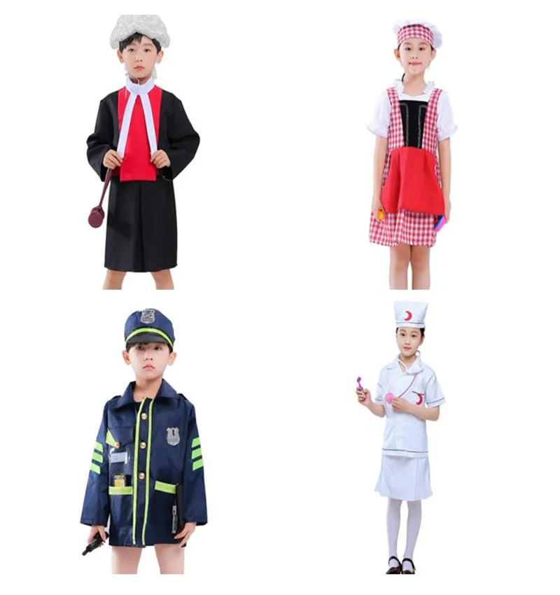 

Halloween Children's Professional Uniform Set Judge Chef Doctor Nurse Police Cosplay Performance Game Festival Cosplay Costume