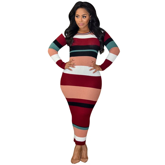 women striped maxi dress