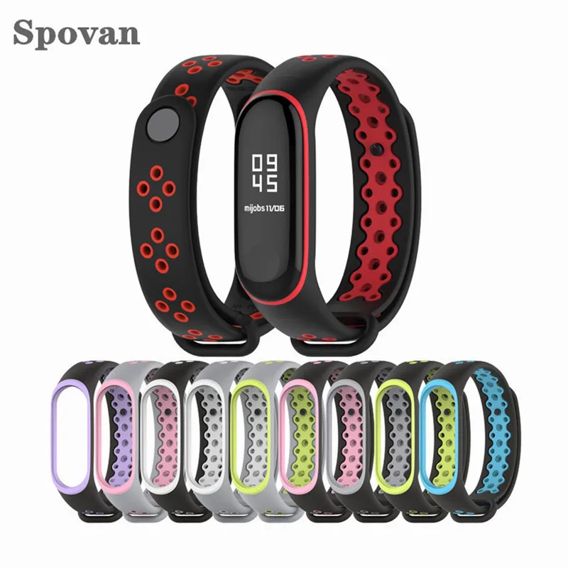 

Spovan XiaoMi Band 3 Wrist Strap Silicone Waterproof Two-tone Bracelet Wristband Smart Band Accessories Screen Protector Film