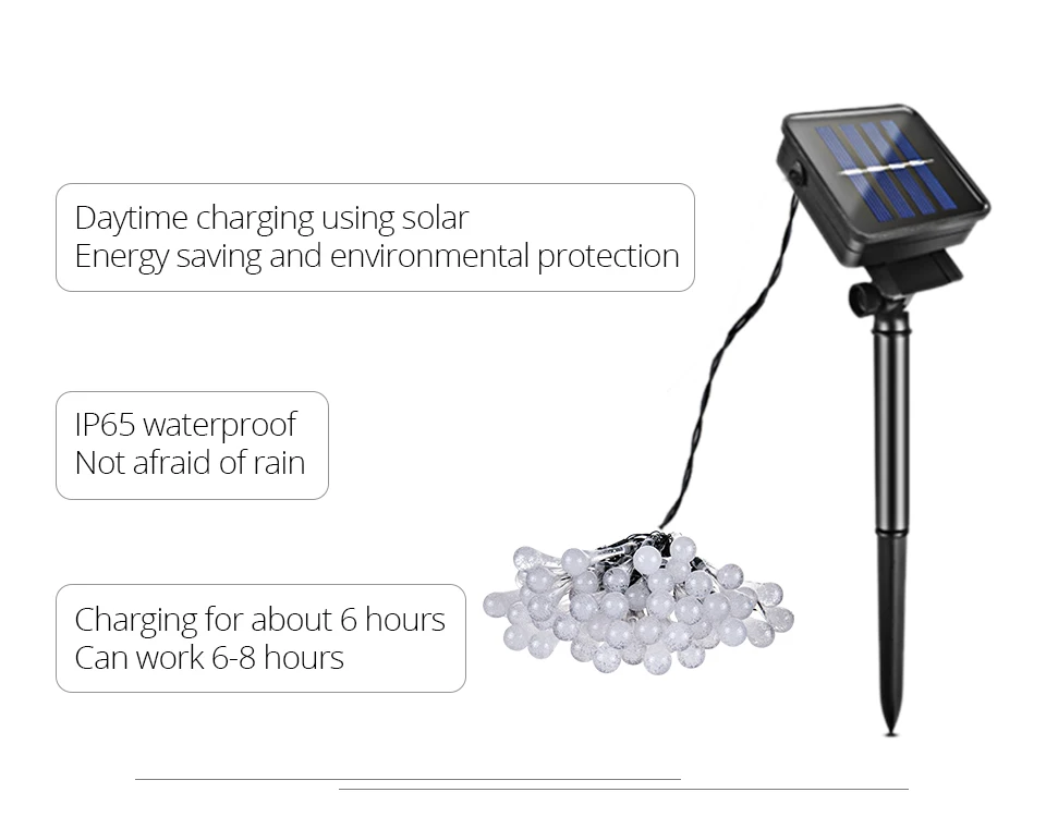 Christmas LED String Lights Solar Garland Water Drop Outdoor Waterproof Fairy Lights (5)