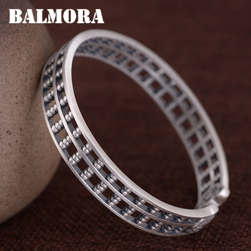 

BALMORA 2019 Hot Sale Solid 990 Pure Silver ''FU'' Ethnic Abacus Bracelet For Women Lover Gift Fashion Vintage Jewelry WBH0363