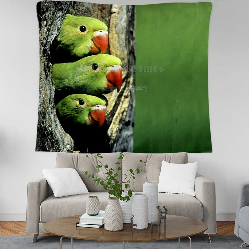 

PLstar Cosmos Tapestry Parrot Flower 3D Printing Tapestrying Rectangular Home Decor Wall Hanging New style 6