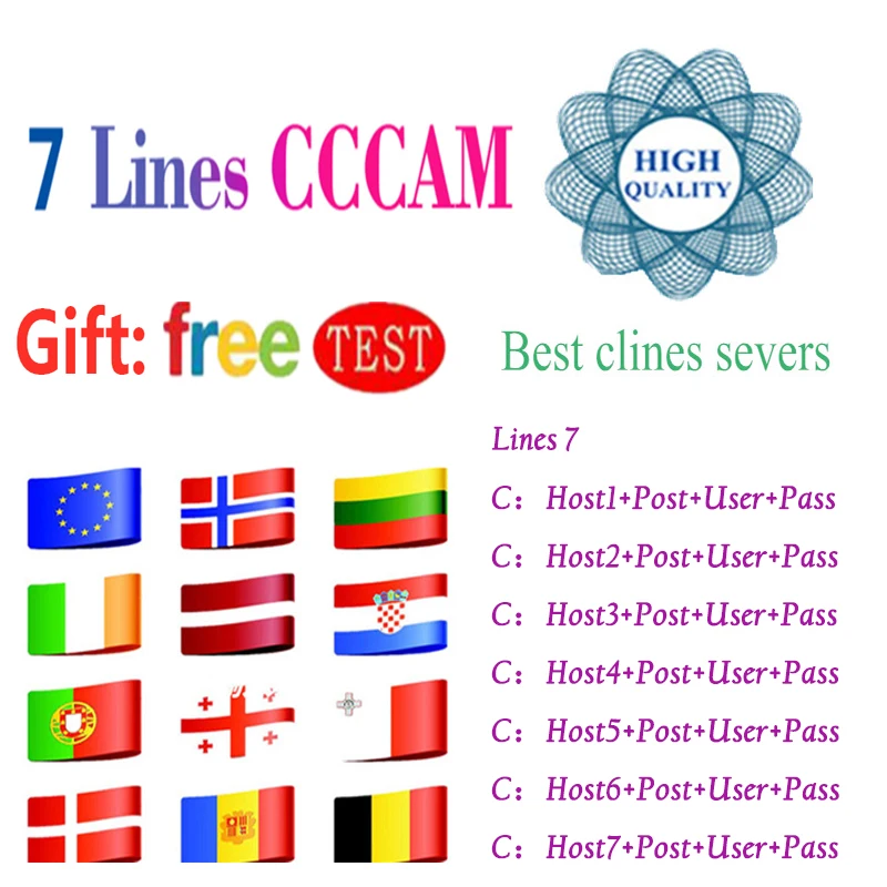 

Europe HD 1 Year CCCam Spain Portugal Germany Poland Satellite tv Receiver 7 Clines For DVB-S2 gtmedia v7s freesat V8 SUPER