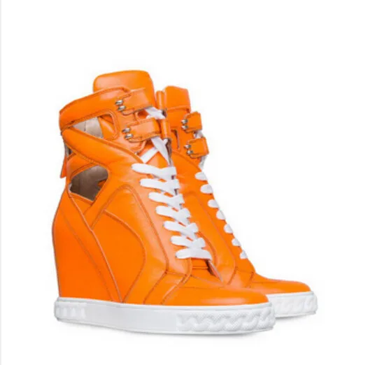 Orange wedge sneakers Clearance