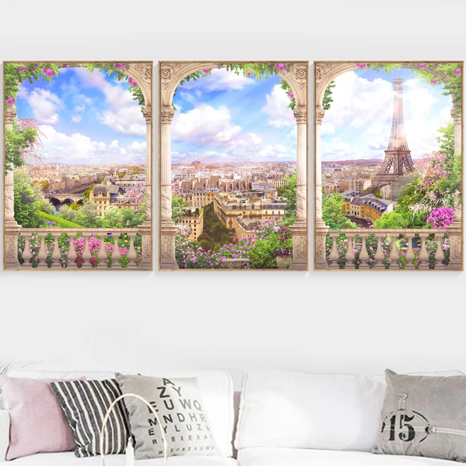 

Paris Landscape Streetscape Nordic Posters And Prints Wall Art Canvas Painting Wall Pictures For Living Room Bedroom Home Decor