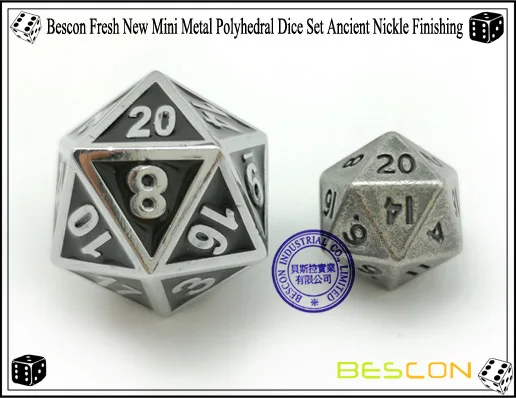 Bescon 10 мм Набор Мини твердых Металлических Кубиков старый никель, древний мини-металлический многогранный D& D RPG миниатюрные кубики 7-sets