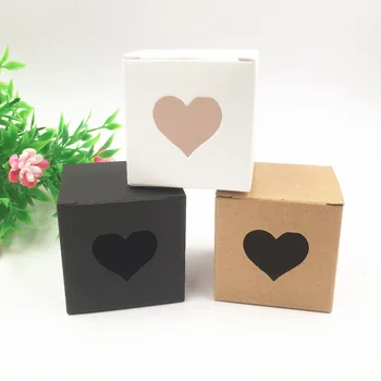 

Popular 24Pcs/Lot 5x5x5cm Cube Mini Retro Kraft Paper Box Candy Heart Window For Wedding Party Candy Display Package Gift Box