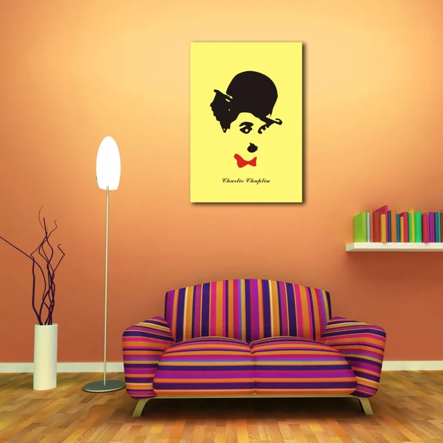 Комик чарли чаплин рисунок напечатаны на холсте росписи в искусстве современного домашнего декора стены искусства