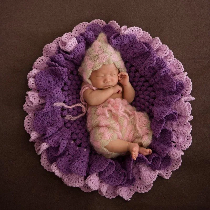 Baby Photography Props Flower Blanket Basket Filler Newborn Fotografia Accessories Infant Toddler Studio Shooting Photo Props