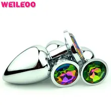 colour jewel high quality metal prostate massage butt plug anal plug adult sex toy for man gay woman