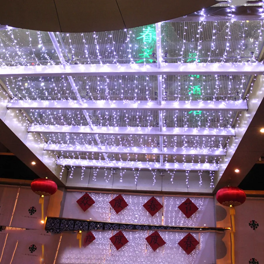 Cortina de Led Parede do Evento da Festa de Casamento do Natal Luz da Corda ao ar Luz do Sincelo Thrisdar Janela Livre Guirlanda 10x1m 10x2m 10x4m 10x5m 20 Cheap Fios de LED