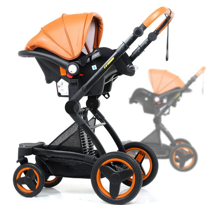 Bellec 3-in-1 stroller high landscape baby carriage basket can sit reclining folding two-way shock baby stroller