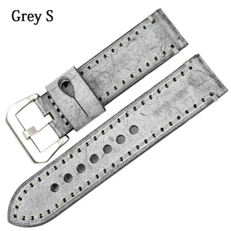 MAIKES высокое качество ручной работы из натуральной кожи ремешок для часов 22 мм 24 мм серый цвет ремешок для часов заменить Браслеты Ремешок для часов Panerai - Цвет ремешка: Gray S