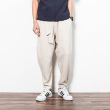 Новая мужская одежда летний китайский Стиль льняные шаровары повседневные свободные брюки удобные мужские брюки 9 певицы костюмы