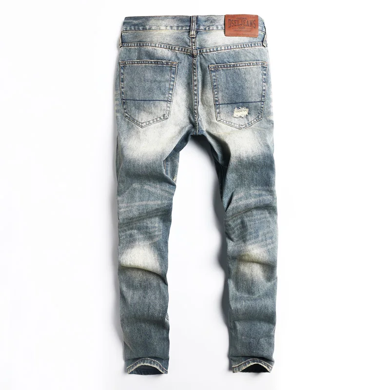 Japanese Style Fashion Men Jeans Retro Wash Destroyed Ripped Jeans For Men Patchwork Designer DSEL Brand Hip Hop Jeans Homme