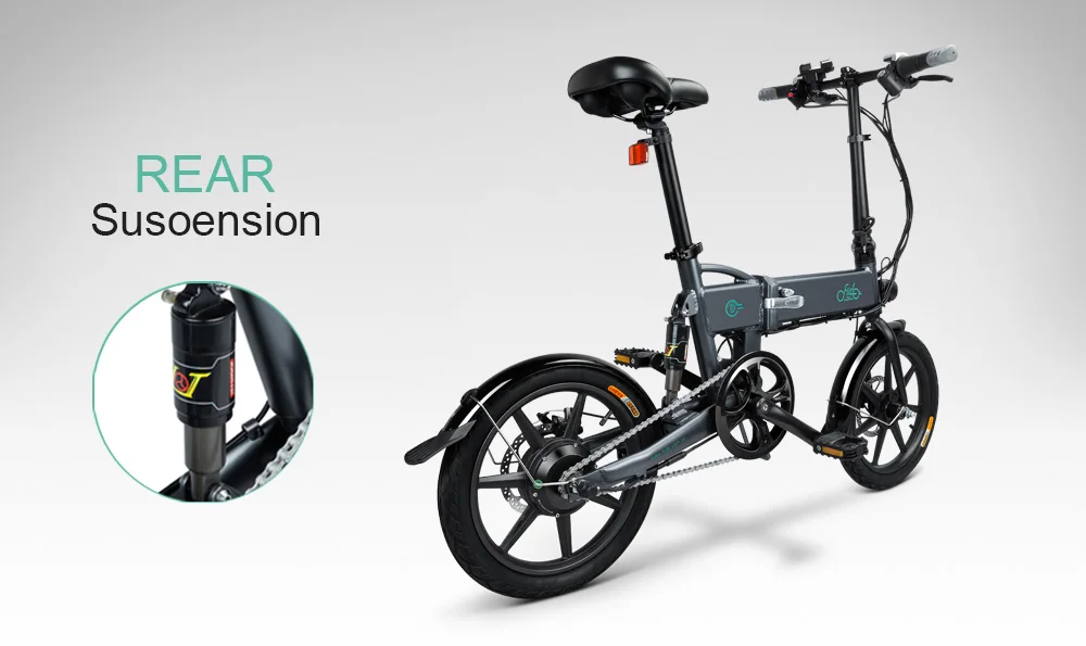 Новое поступление Электрический велосипед 16 дюймов D2 складной мопед Электрический велосипед надувные резиновые шины с дисковой тормозной системой FIIDO