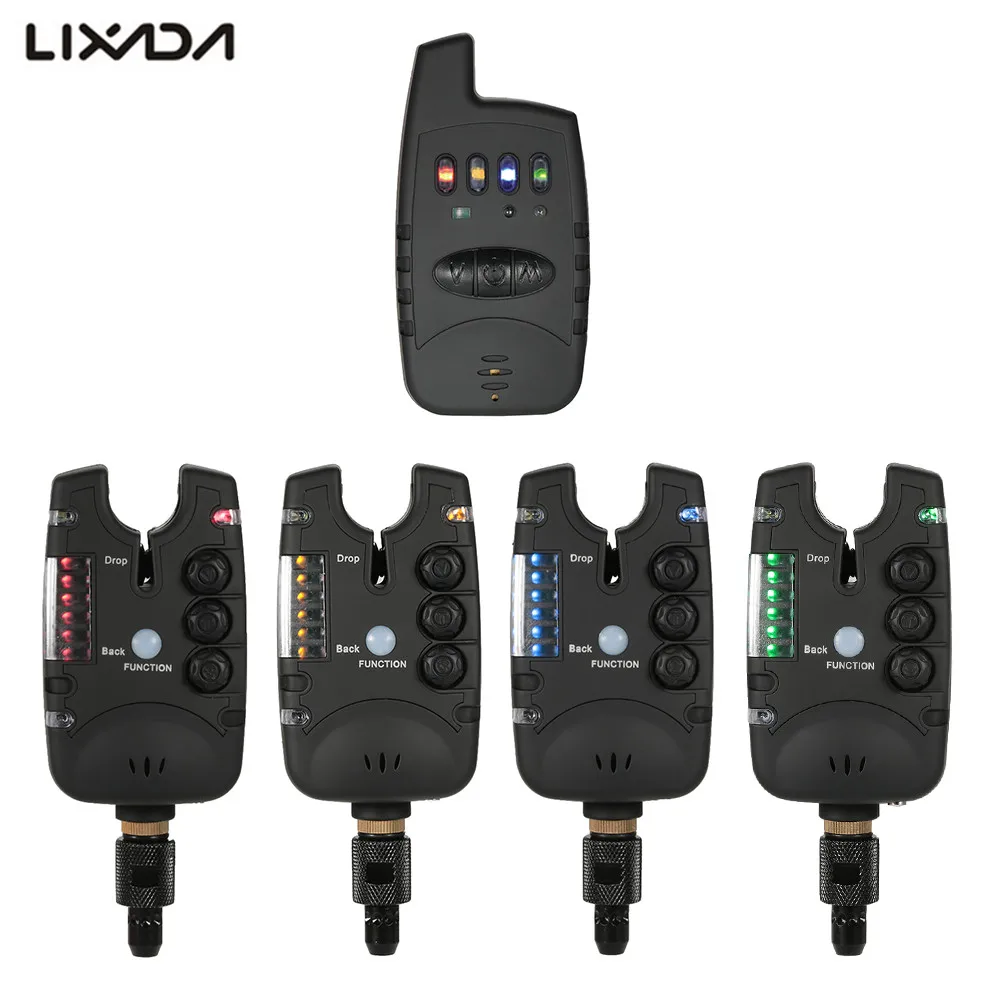 

Lixada 4+4 Wireless Fishing Bite Alarm with 4 Quick Adapt Set Electronic 1 Receiver Adjustable Sensitivity Tone Volume JY-27A
