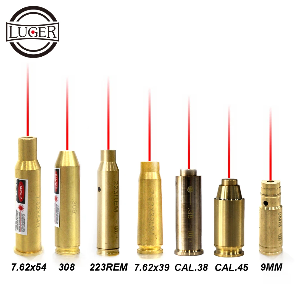 Лазерная латунная красная точка LUGER Boresight 7 62x39 62x54 9 мм CAL.38 223REM 308 картридж для