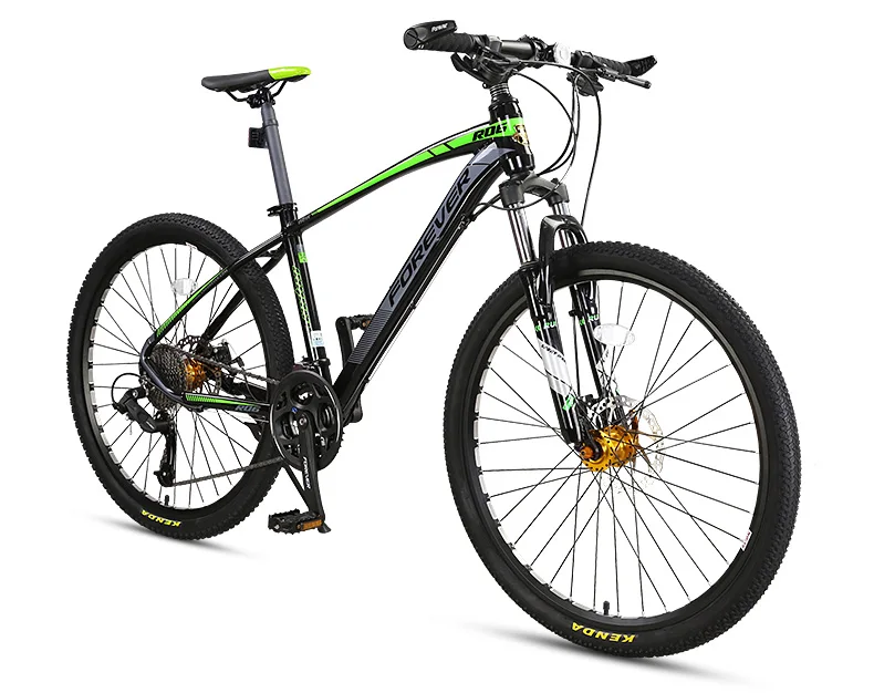 Горный велосипед 27 с переменной скоростью 26 дюймов рама из алюминиевого сплава мужской и женский студенческий взрослый велосипед двухдисковый двойной диск Fron - Цвет: Black green