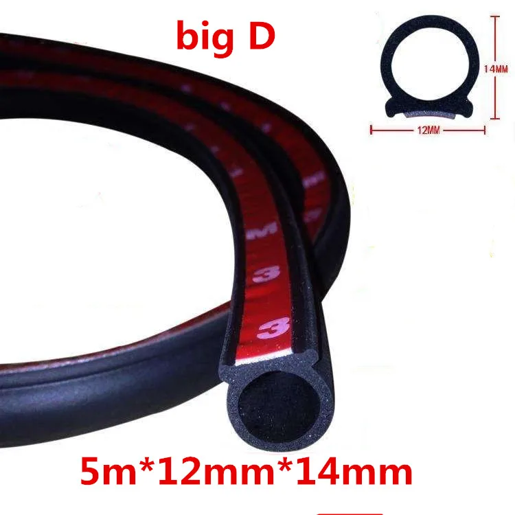 

big D 5 m * 14mm * 12mm big d-forma gomma striscia weatherstrip sigilli hollow small D 11*10mm