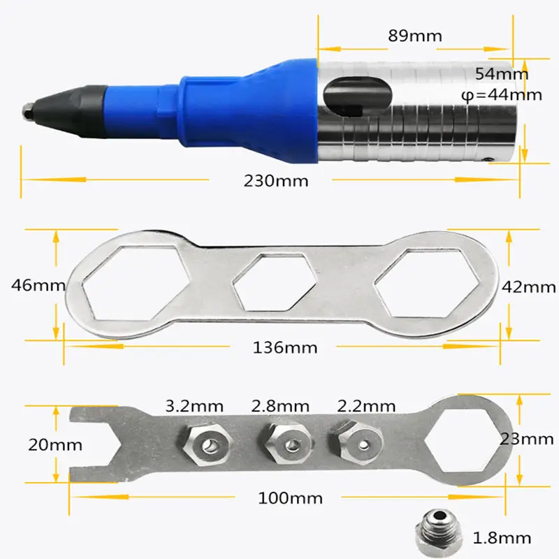 Обновление Электрический заклепки пистолет клепки инструмент беспроводные клепки Дрель адаптер вставить гайка инструмент