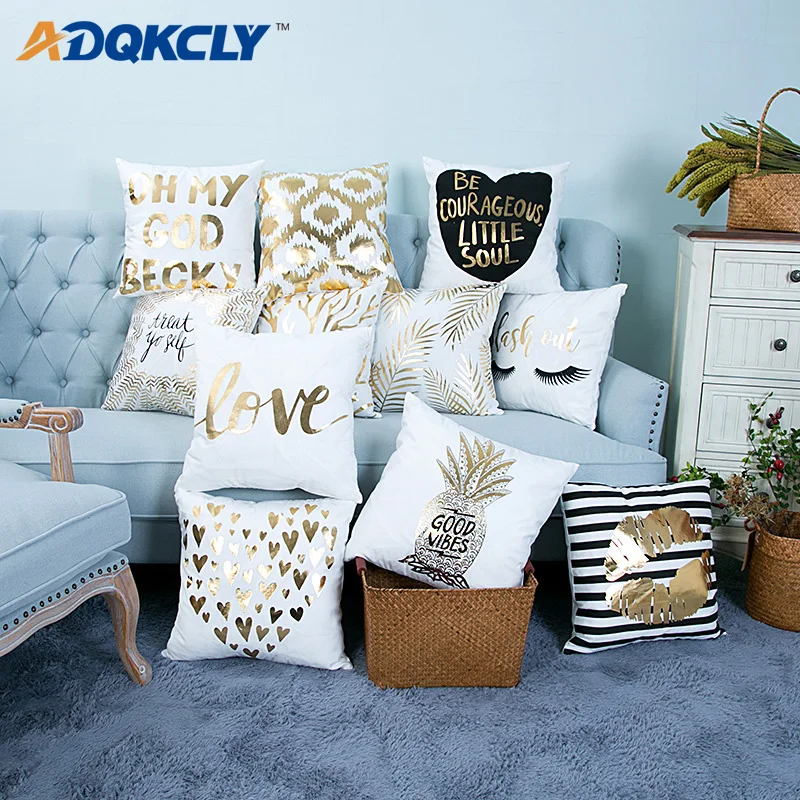 

ADQKCLY Bronzing Letter Cushion Cover Gold&Silver Printed Christmas Pillowcase throw Sofa Car Pillow Cover 43*43cm Decor Home