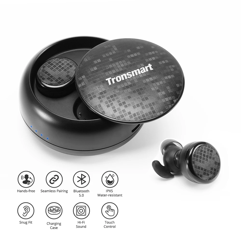 Tronsmart Spunky Buds Wireless Headphones Bluetooth 5.0 True Wireless Stereo Earbuds IPX5 Headphones with Mic for Phones1-2