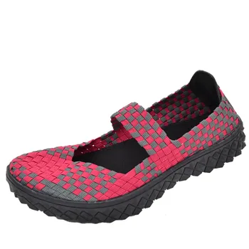 

New Women Flats Female Lazy Single Shoes Korean Tidal Breathable Knit Shoes Breathable Summer Beach Shoes B2612
