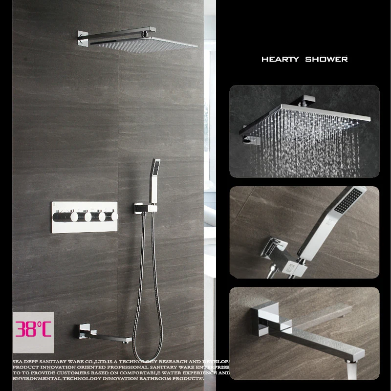 Hideep Rainfall Shower Set System Br Bath Faucet Bathroom Hideep Rainfall Shower Set System Br Bath Faucet Bathroom Luxury Rain Mixer Combo Wall Embedded