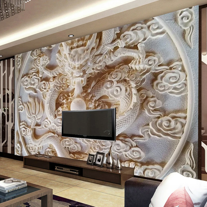 Пользовательские 3D настенные фрески, настенные Бумага китайский Стиль Дракон Фото Фреска 3D стереоскопического Книги по искусству Гостиная ТВ фоне стены Бумага