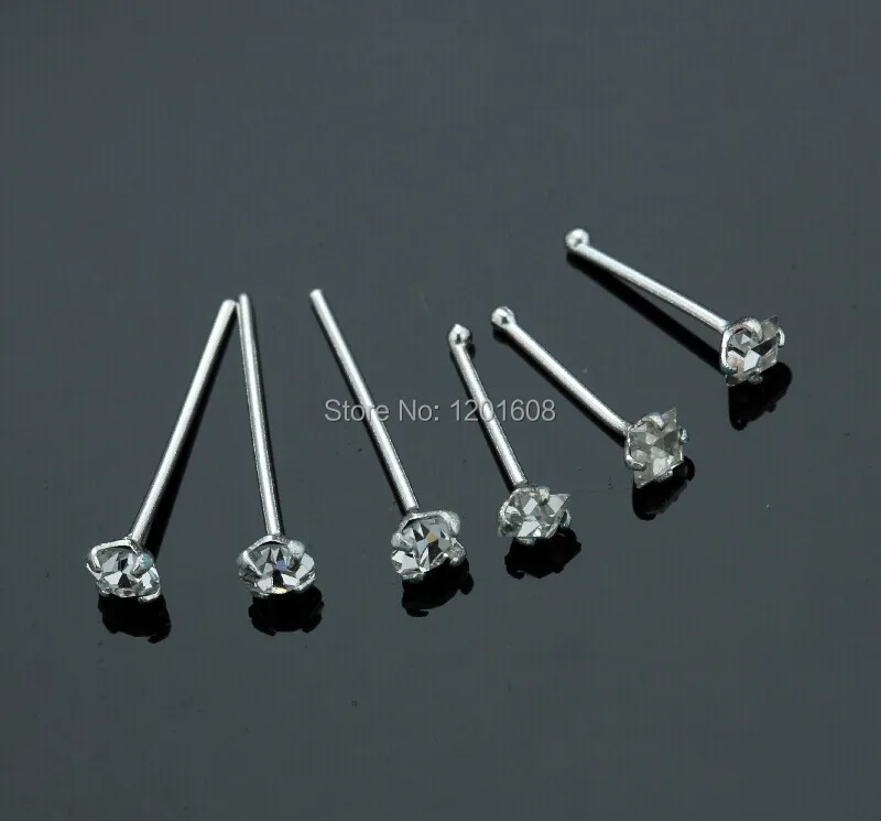 

20pcs/lot 925 sterling silver 3mm crystal Nose rings and studs Piercing nariz Nose piercing Jewelry