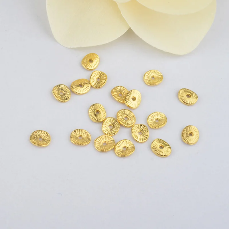 

200PCS 6*5MM Zinc Alloy Gold Color Round or curved brushed disks Spacer Beads Diy Jewelry Findings Accessories