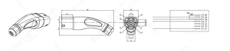 ZWET IEC 62196-2 EVSE кабель гнездовой разъем для электромобиля зарядки 16А/32А