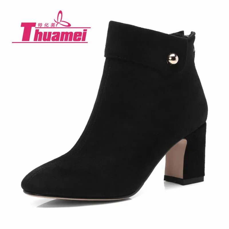 

Platform 7cm High Heels Motorcycle Women's Fashion Ankle Autumn Winter Women Boots Shoes Woman Botas Black #Y0790755F