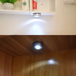 Серебряный 3 светодиодный Шкаф Кабинет светильник на батарейках беспроводной накопитель коснитесь Touch Push безопасности Кухня стены