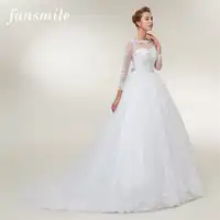 Fansmile New Arrival Vestido De Noiva Simple Lace Wedding Dress 2019 Custom-made Plus Size Bridal Gowns Tulle Mariage FSM-412T