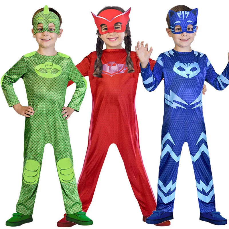 Umorden Movie Kids Boys Girls Cosplay PJ Masks Costume Mask Hero Costumes Connor Greg Amaya Halloween Birthday Party Suit