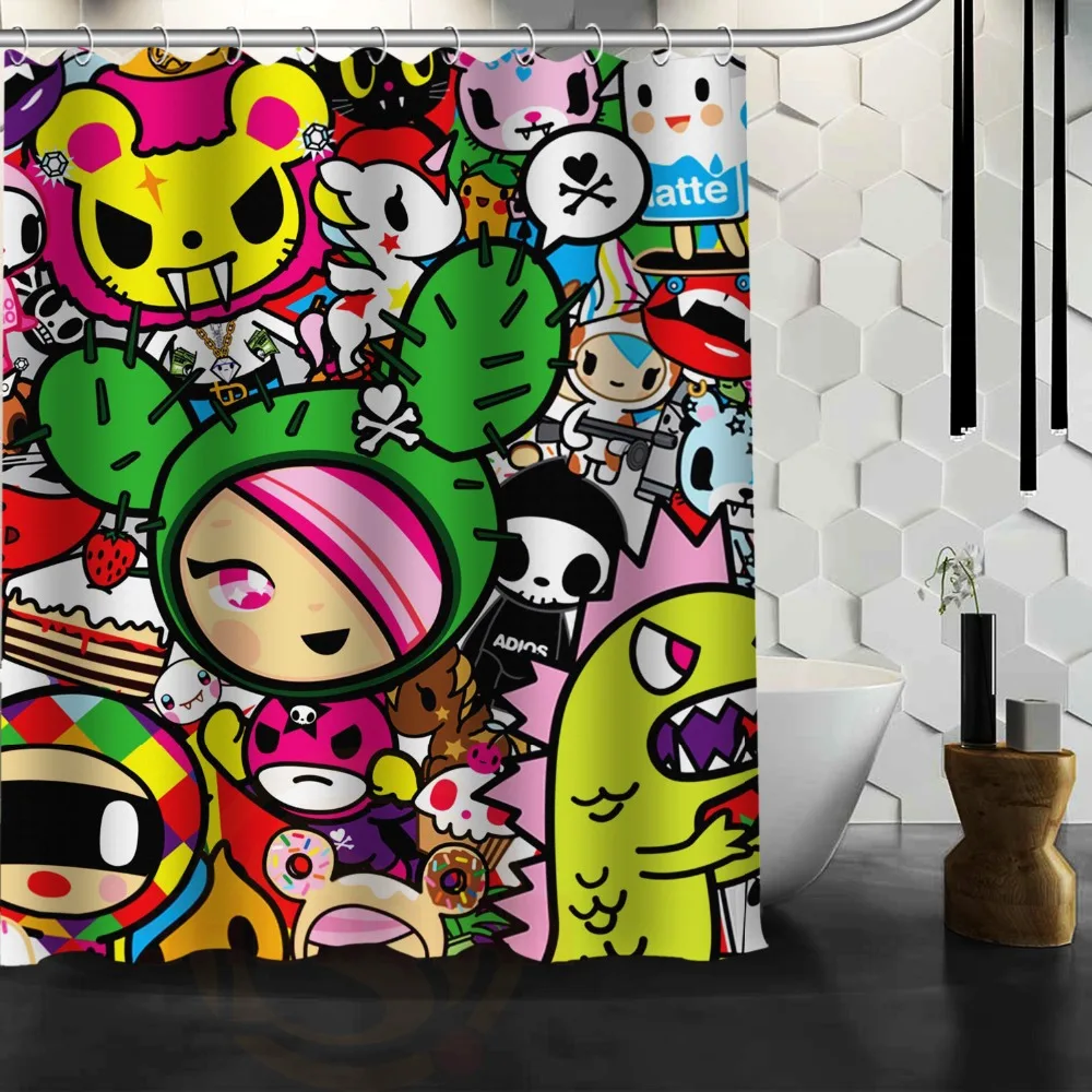 

Custom Home Decor Tokidoki Fabric Moden Shower Curtain bathroom Waterproof 12 Hooks For The Bathroom on sale