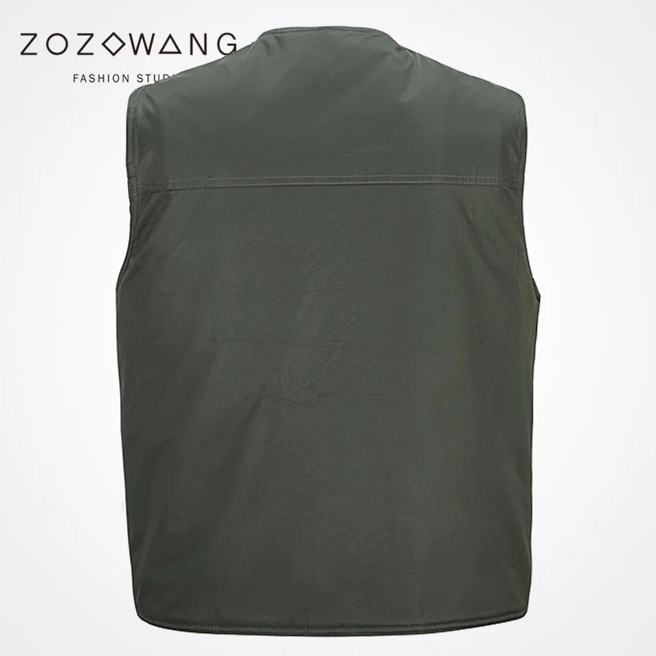 2017 Zozowang new Single Breasted solid casual loose fashion waist men plus size 3XL Multi-pocket spring autumn vest men